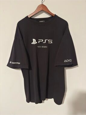 Balenciaga Black PS5 Logo Graphic T-Shirt